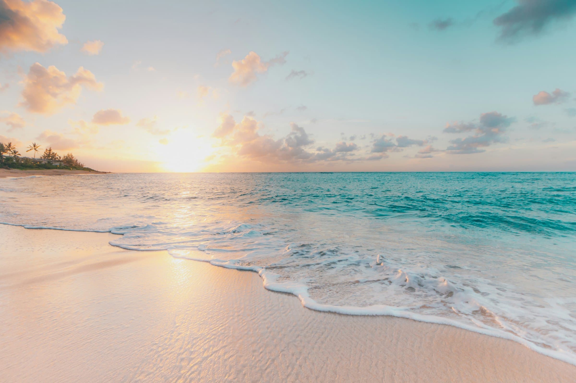 A golden hour view over a Bermuda beach